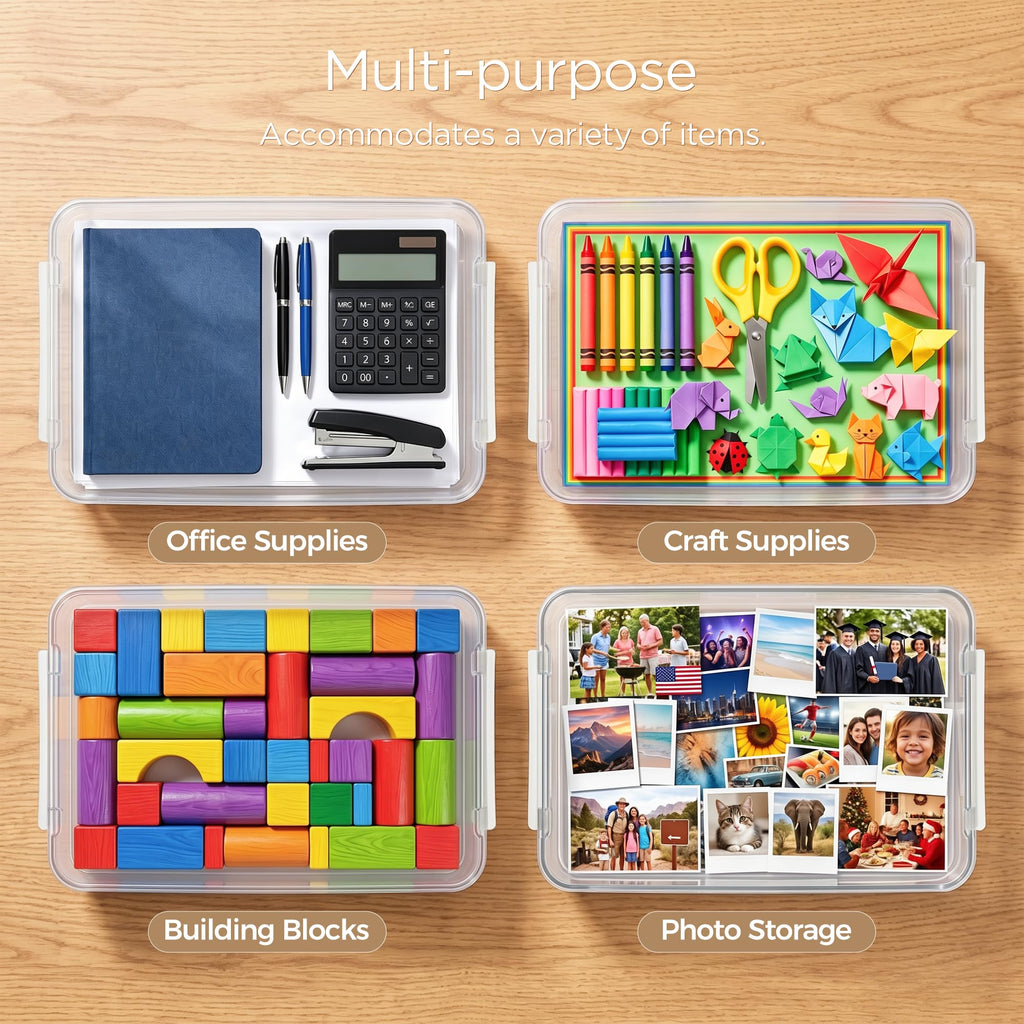 3 Pcs Paper Organizer Clear Plastic File Storage Box Set with Clip Lid for A4 Documents and Stationery Storage