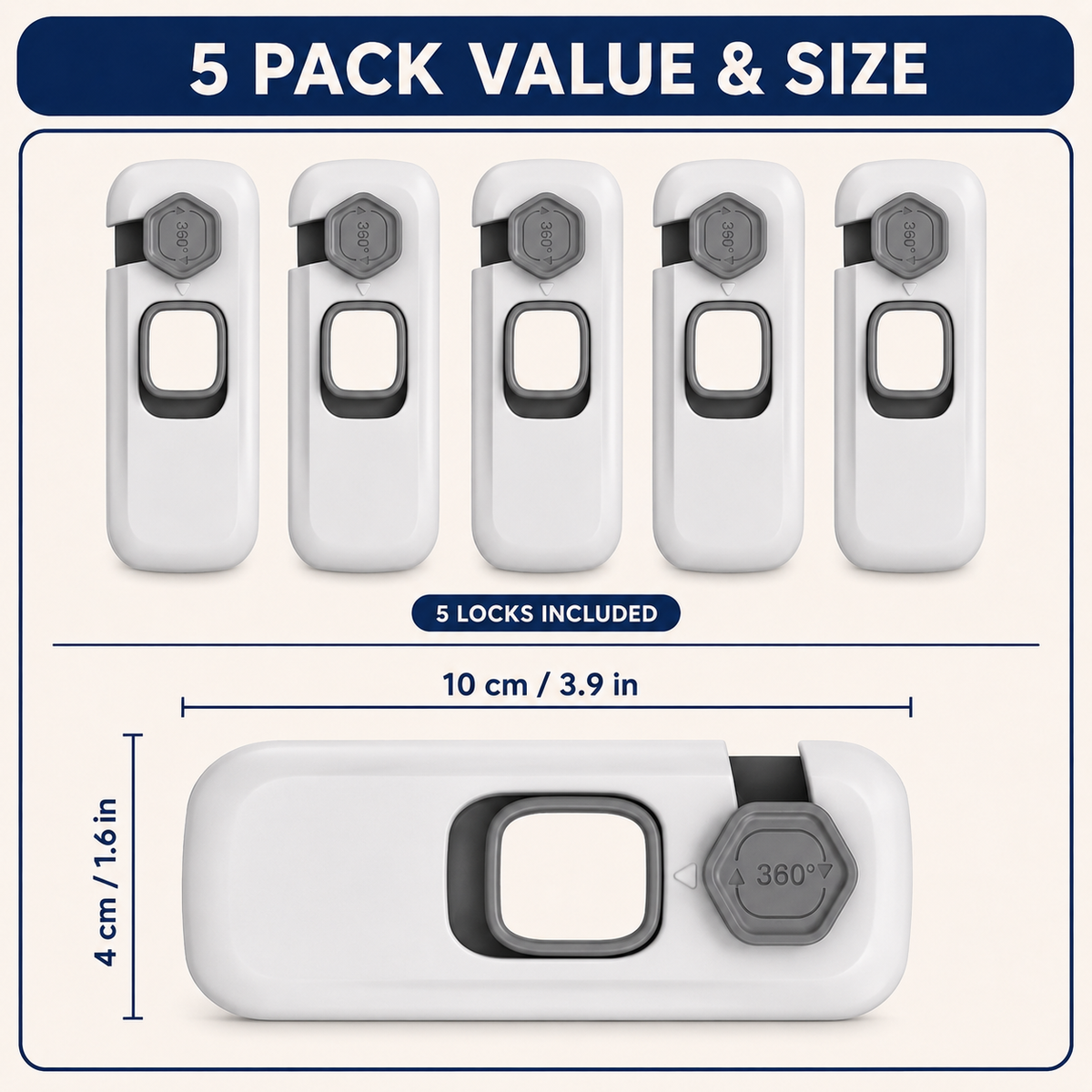 Child Proof Fridge Lock with Adhesive Mounting for Refrigerator, Freezer and Cabinet Doors