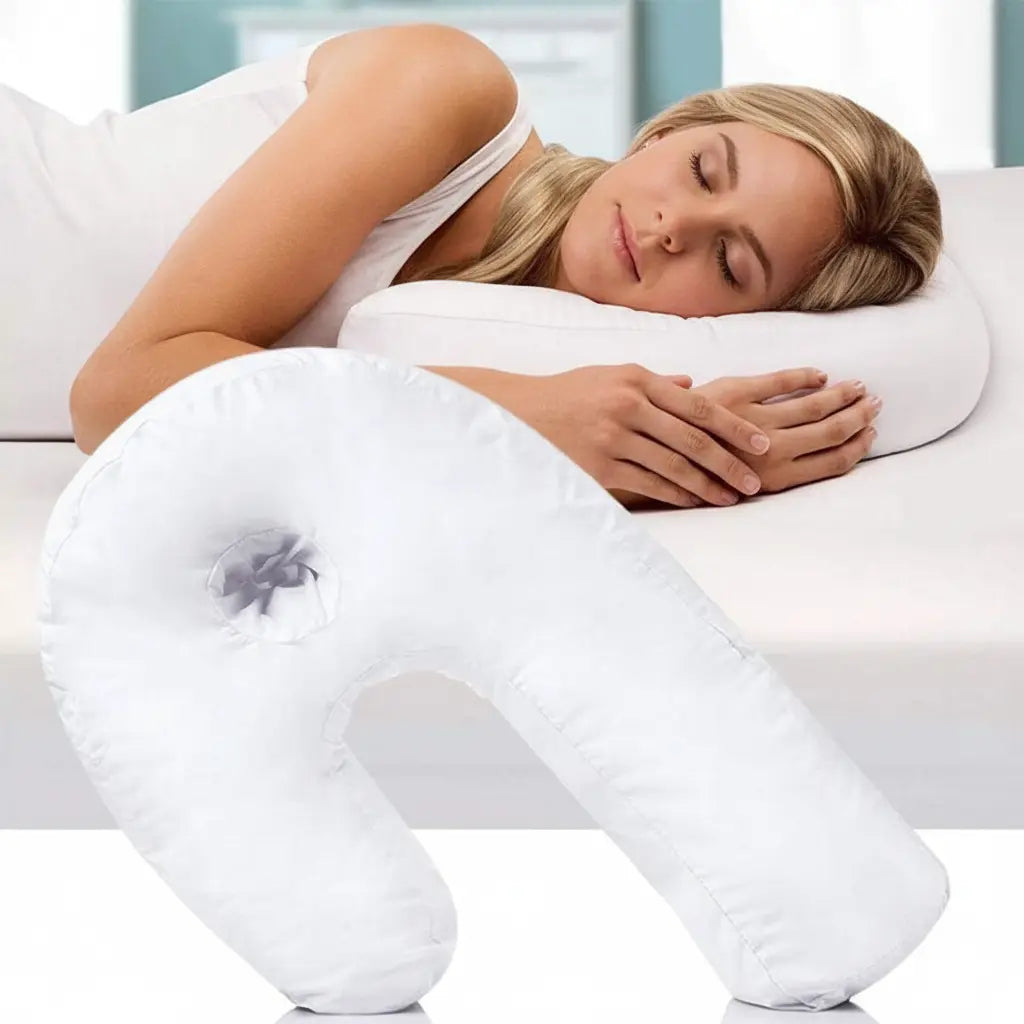 U-Shape Contour Pillow with Ear Space for Side Sleeping and Ergonomic Alignment