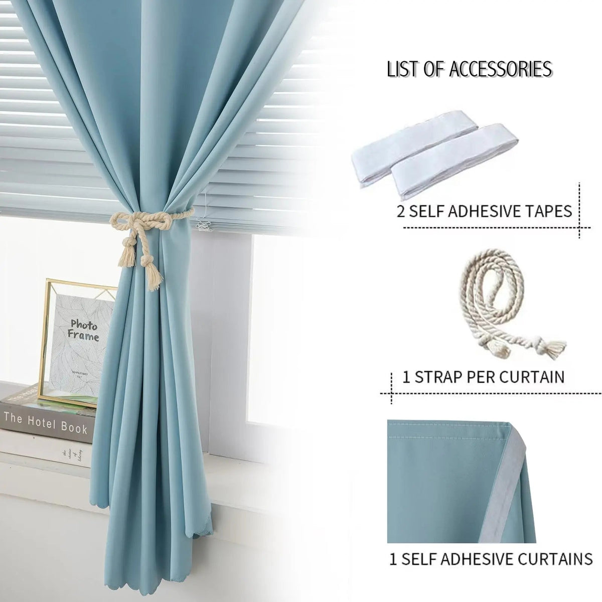 Eco-Friendly Polyester Full Blackout Velcro Sun Shield Curtain with UPF100 Protection for Light Control and Seasonal Use