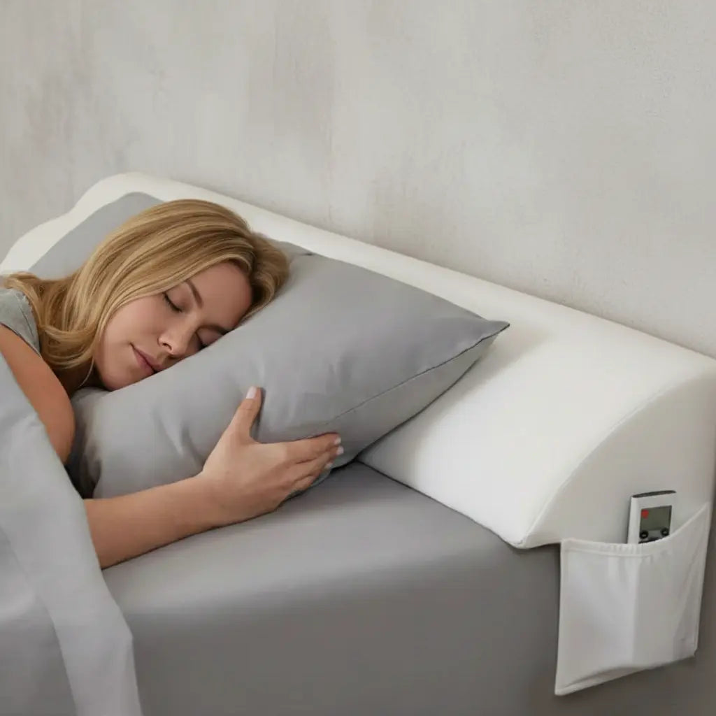 Mattress Gap Pillow with Silicone Grip Dots and Storage Pockets for Secure Bedside Support