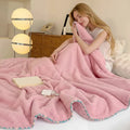 Double Thick Lamb Plush Bed Throw with Dual Layer Fleece for Winter Warmth and Home Comfort