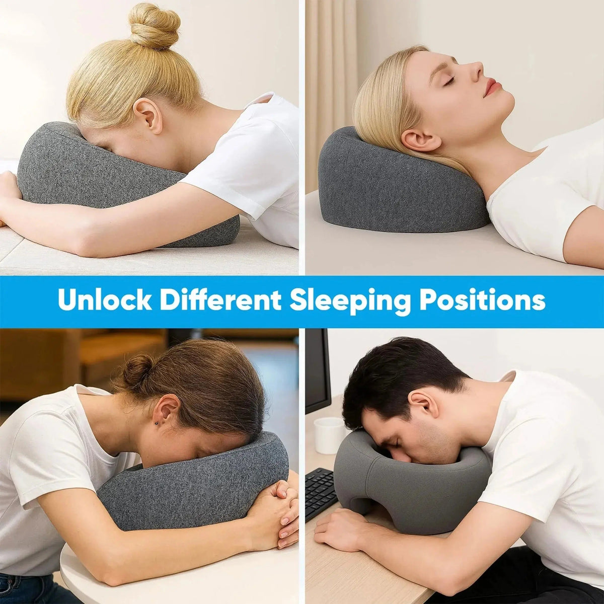 Face Down Pillow with Contoured Opening and Breathable Design for Massage Tables and Prone Resting