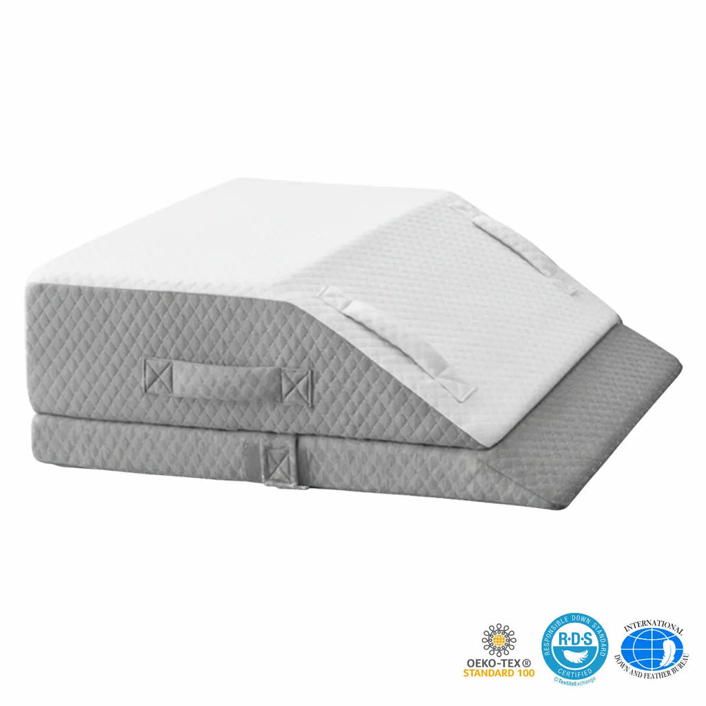 Comfort Elevation Wedge Pillow with Memory Foam Core and Angled Design for Resting, Reading, and Sleep