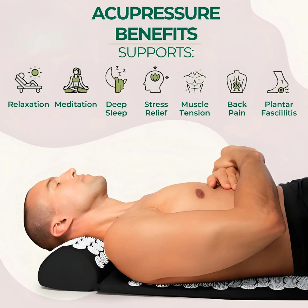 Acupressure Mat and Pillow Set for Back & Neck Pain Relief and Deep Muscle Relaxation