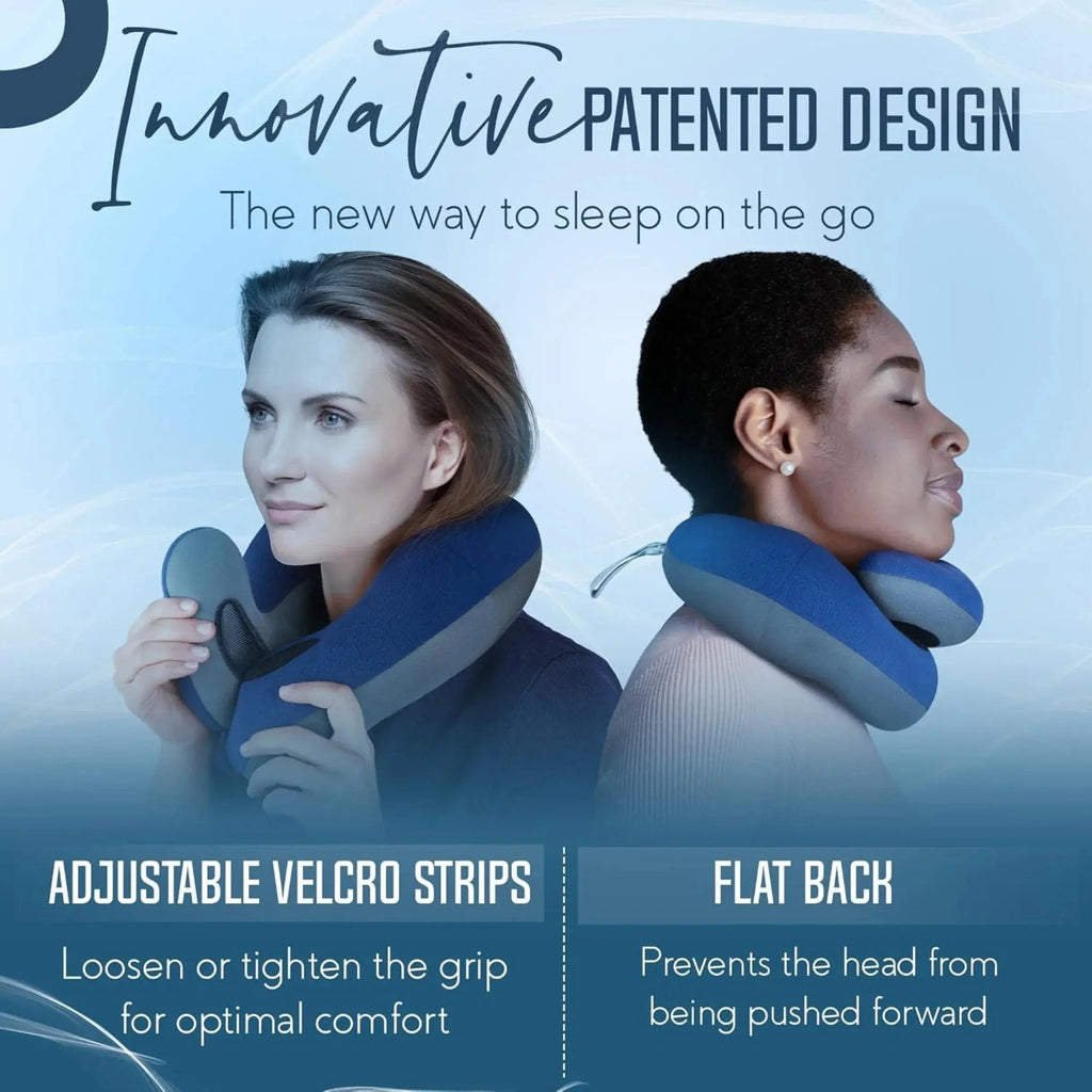 Travel Pillow with Patented Double Support and Adjustable Design for Long Flights and Car Rides