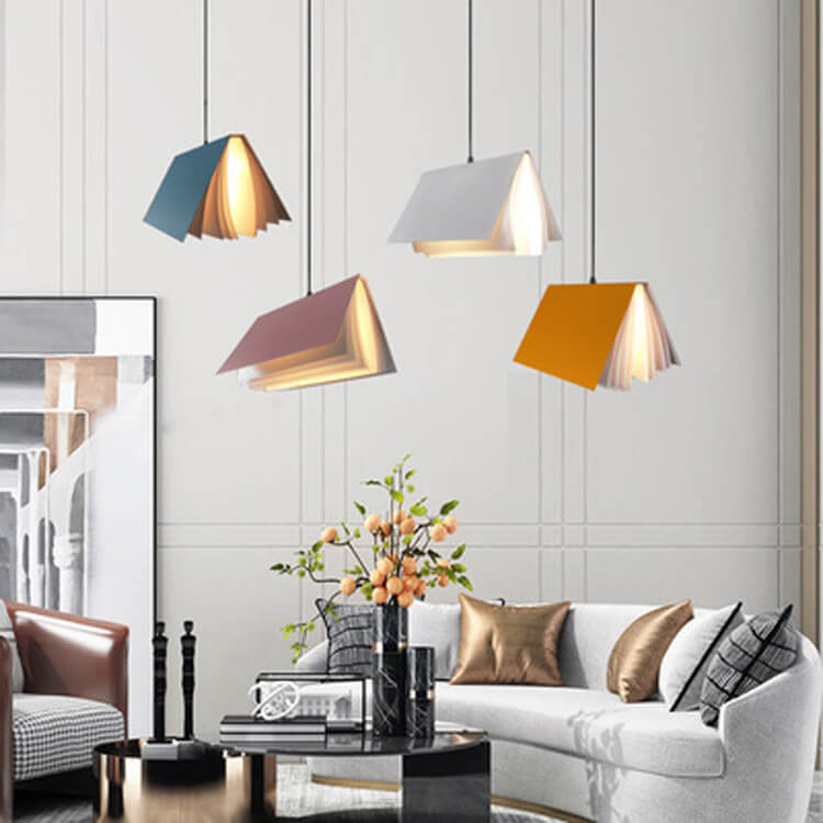 Whimsical Flying Book Pendant Lamp