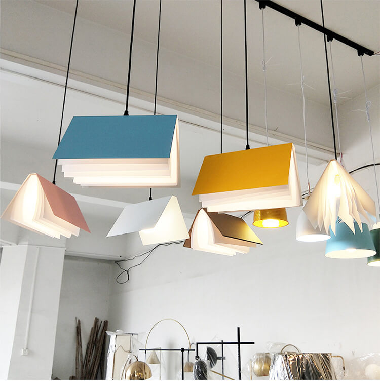 Whimsical Flying Book Pendant Lamp
