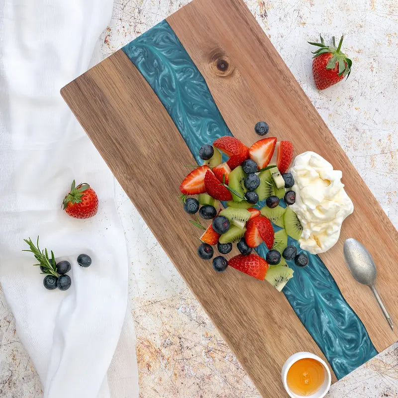 Premium Resin River Acacia Cutting Board with Stunning Inlay