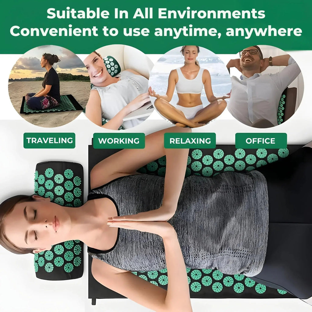 Acupressure Mat and Pillow Set for Back & Neck Pain Relief and Deep Muscle Relaxation