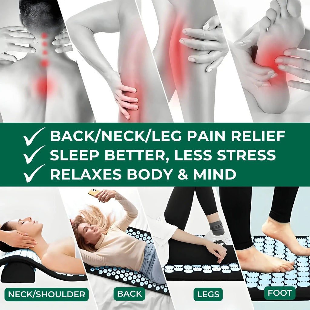 Acupressure Mat and Pillow Set for Back & Neck Pain Relief and Deep Muscle Relaxation