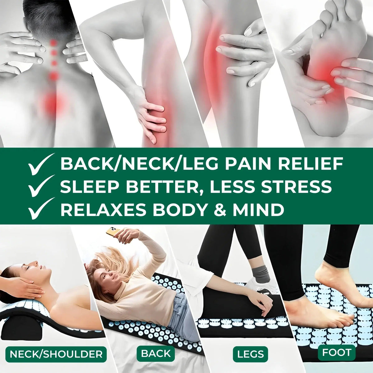 Acupressure Mat and Pillow Set for Back & Neck Pain Relief and Deep Muscle Relaxation