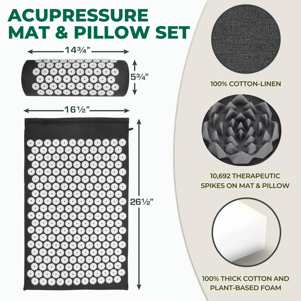 Acupressure Mat and Pillow Set for Back & Neck Pain Relief and Deep Muscle Relaxation
