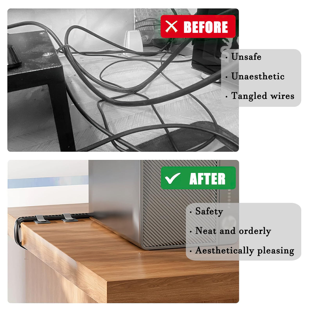 Reusable Cable Ties with Self Adhesive Adjustable Cord Organizer Straps for Desk Wire Management