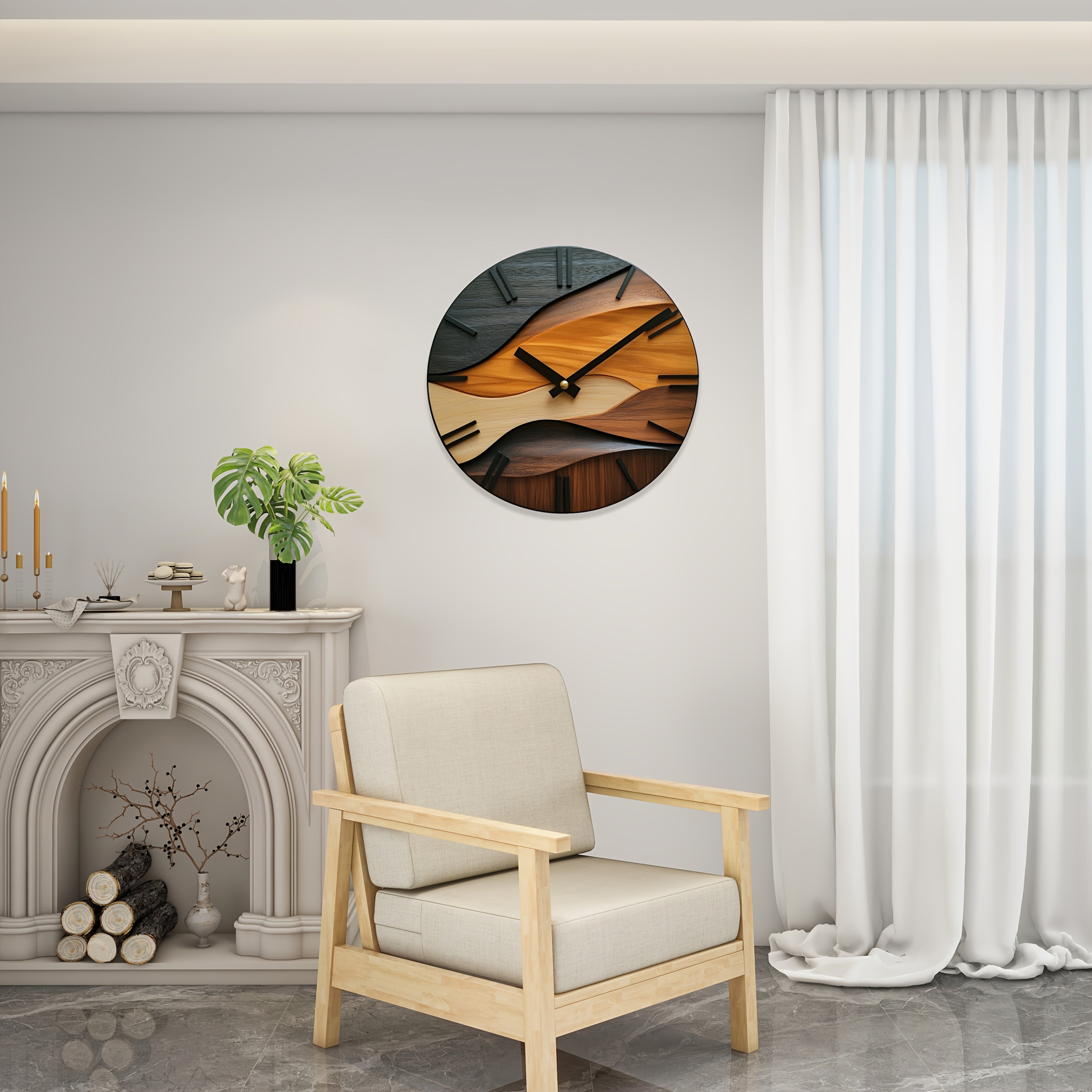 Elegant Round Wall Clock with Artistic Flair