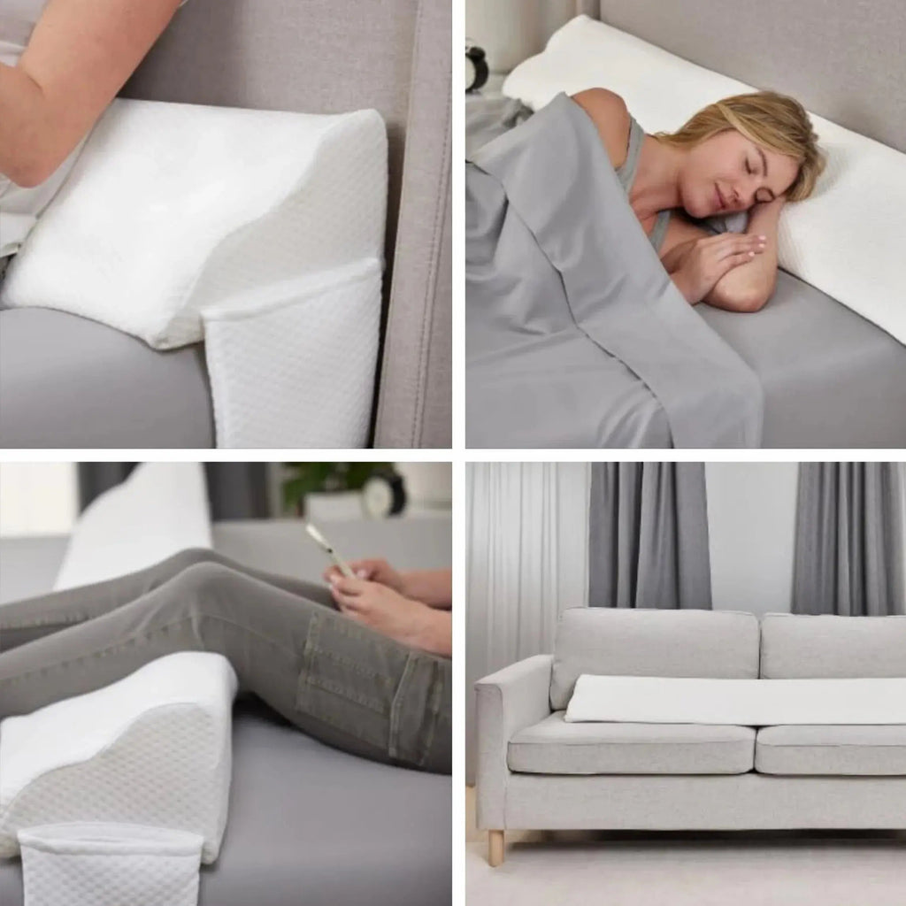 Mattress Gap Pillow with Silicone Grip Dots and Storage Pockets for Secure Bedside Support