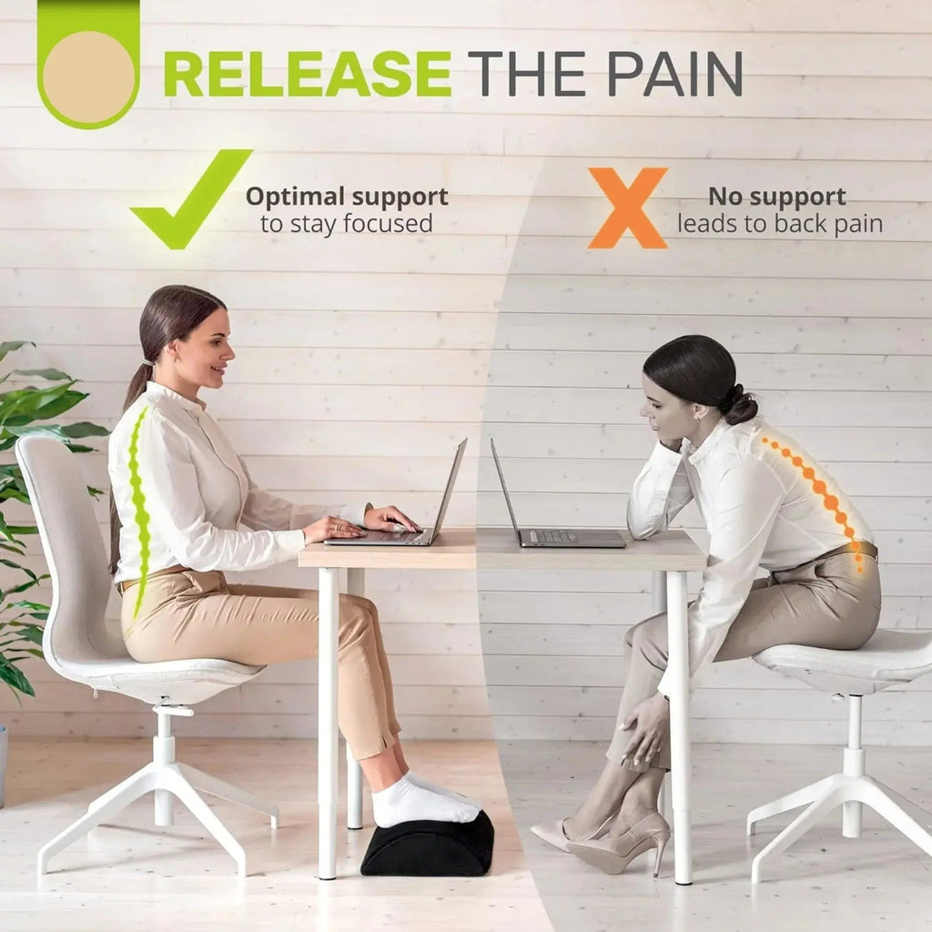 Ergonomic Desk Foot Rest with High Density Foam and Soft Velvet Cover for Comfortable Seated Work