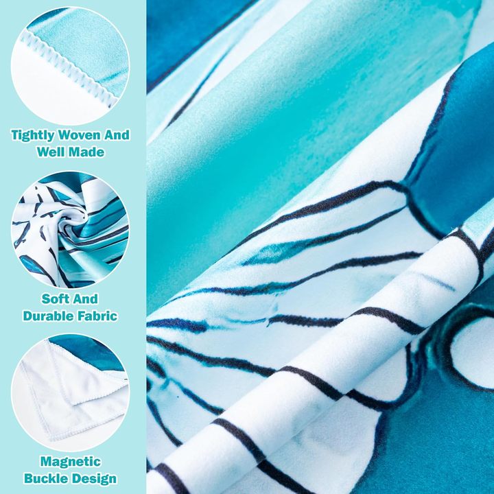 Magnetic Beach Towel with Quick Dry Microfiber and Built In Corner Magnets for Beach Chair Car Door Pool and Travel