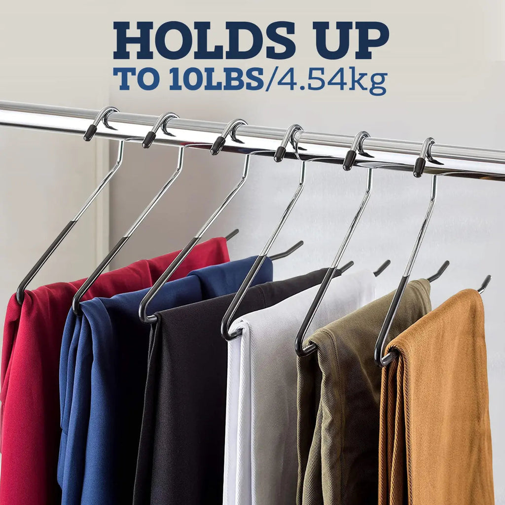 Z-Shaped Metal Pants Hangers Set with Non-Slip Design for Wardrobe and Closet Organization