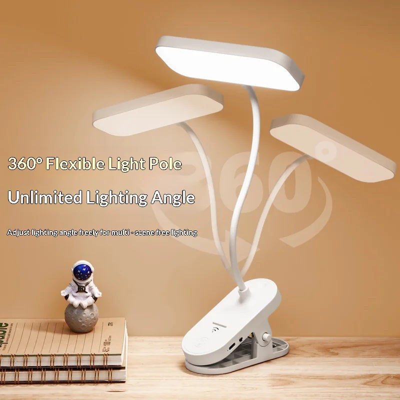 Clip-On LED Lamp with USB Rechargeable Design for Students, Bedrooms, and Office Desks