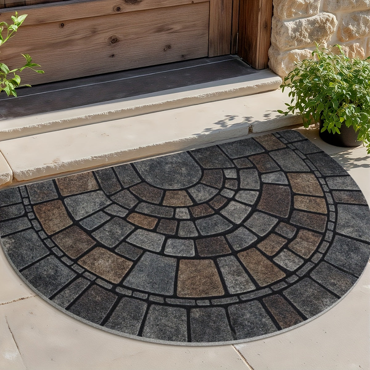 Elegant Half-Circle Mosaic Door Mat
