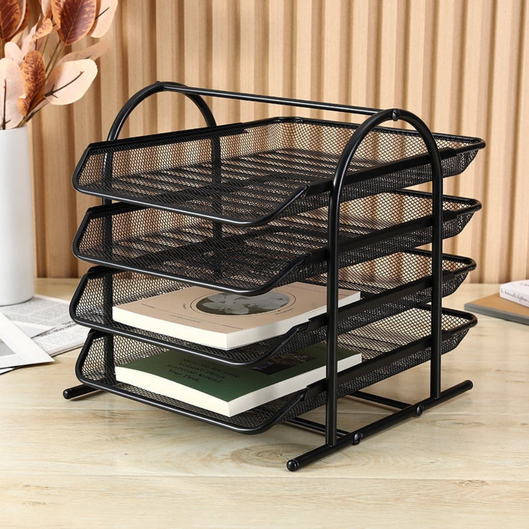 Alloy Steel File Organizer 3 Slot Horizontal Letter Tray for Documents and Desk Storage