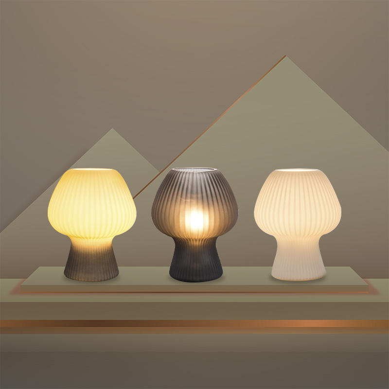 Chic Vintage Ribbed Glass Bedside Lamp