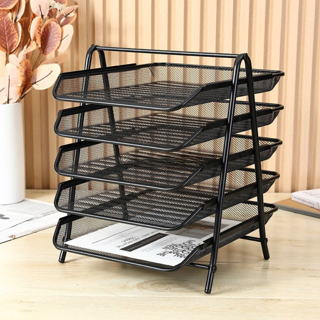 Alloy Steel File Organizer 3 Slot Horizontal Letter Tray for Documents and Desk Storage