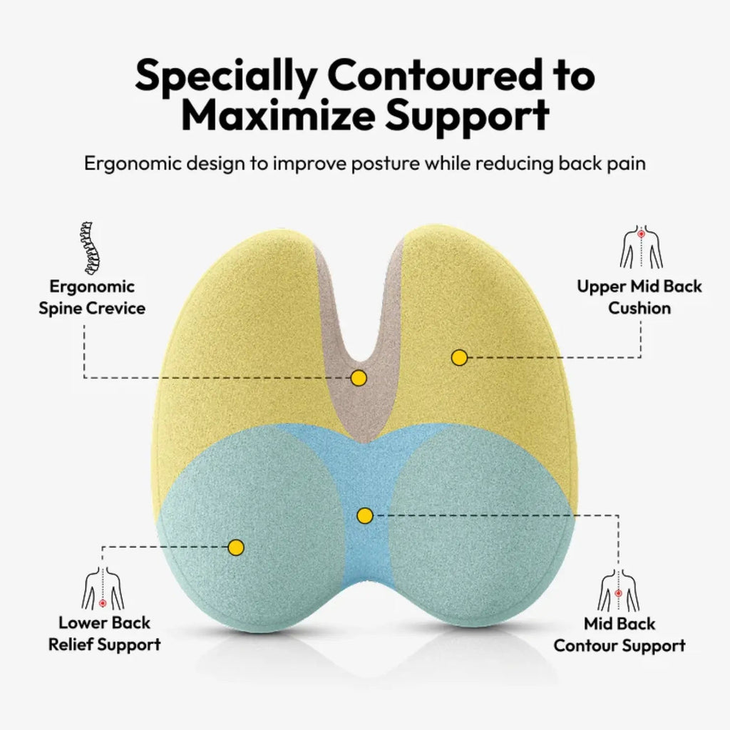 Lumbar Pillow Chair Set with Memory Foam Support Cushions for Office Chair and Home Seating