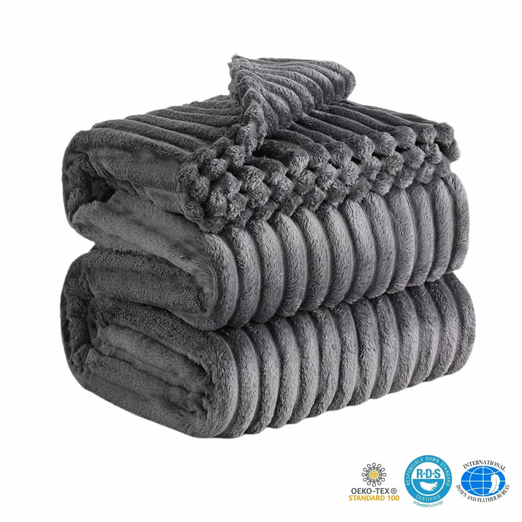 Luxury Soft Faux Rabbit Fur Throw Blanket, Fluffy and Warm Ideal for Spring and Autumn, Plaid Design