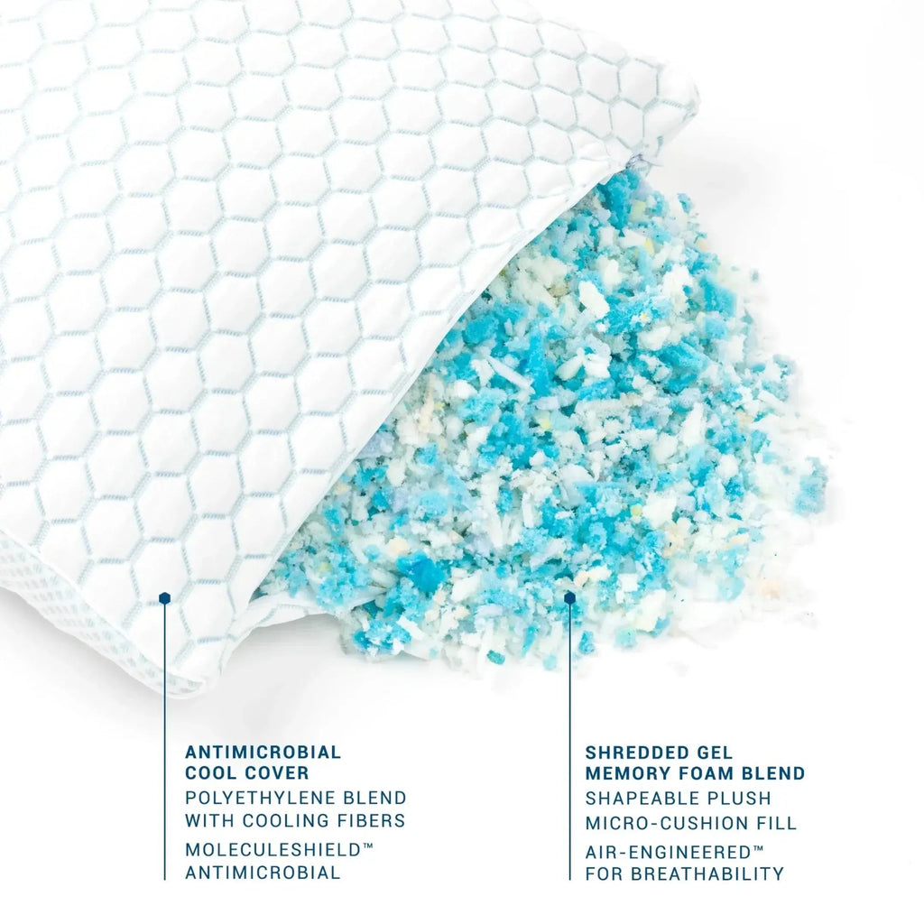 Cooling Shredded Memory Foam Pillow with Adjustable Firmness for Side, Back and Stomach Sleepers
