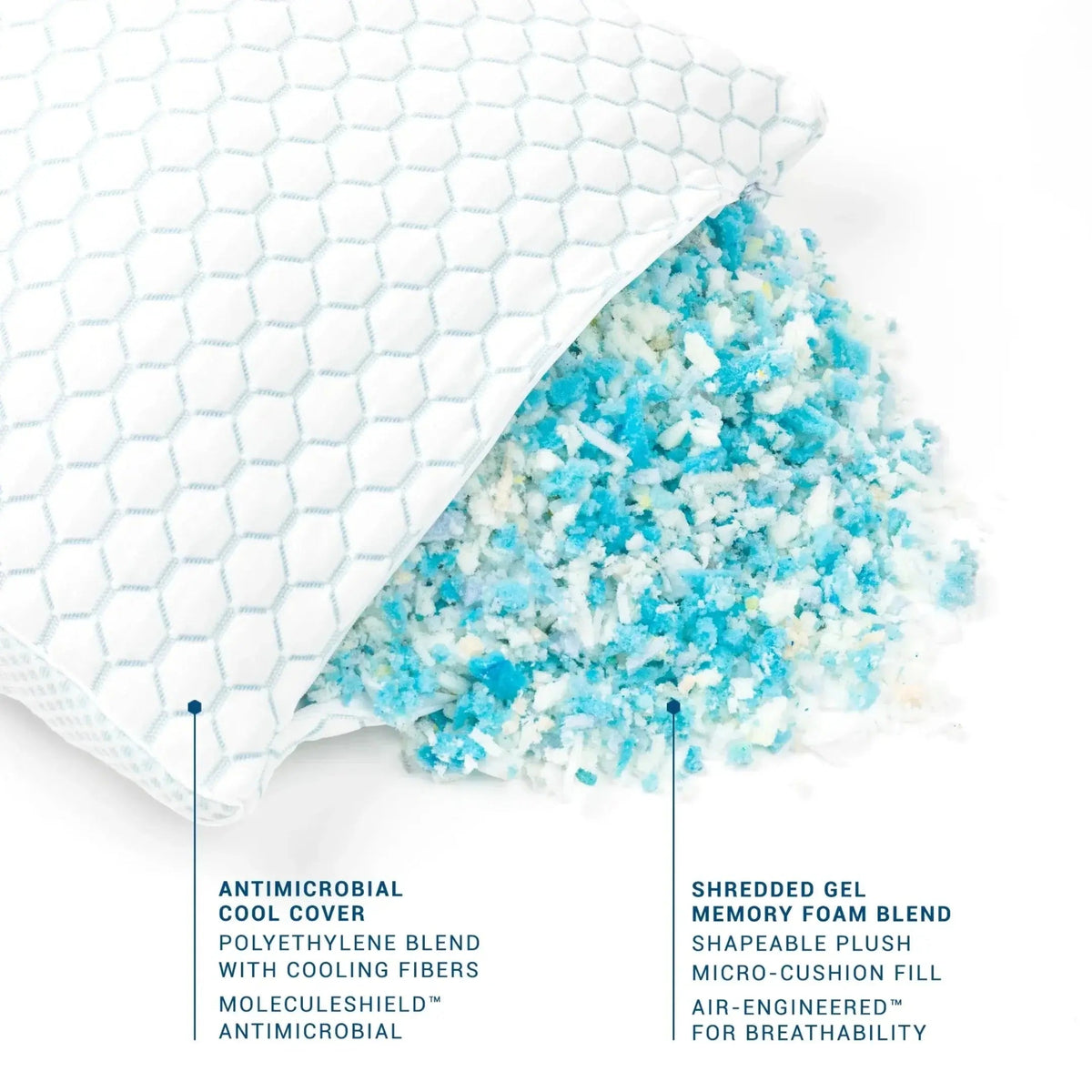 Cooling Shredded Memory Foam Pillow with Adjustable Firmness for Side, Back and Stomach Sleepers