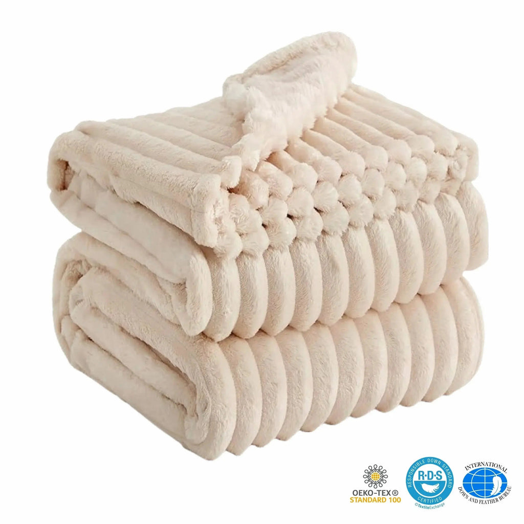 Luxury Soft Faux Rabbit Fur Throw Blanket, Fluffy and Warm Ideal for Spring and Autumn, Plaid Design