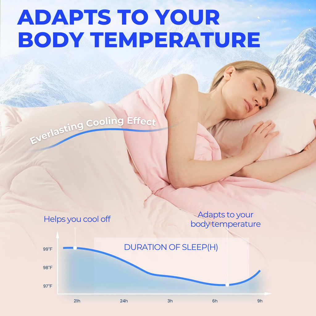 Dual Sided Cooling Comforter with Lightweight Silky Fabric for Summer Sleep and Travel Use