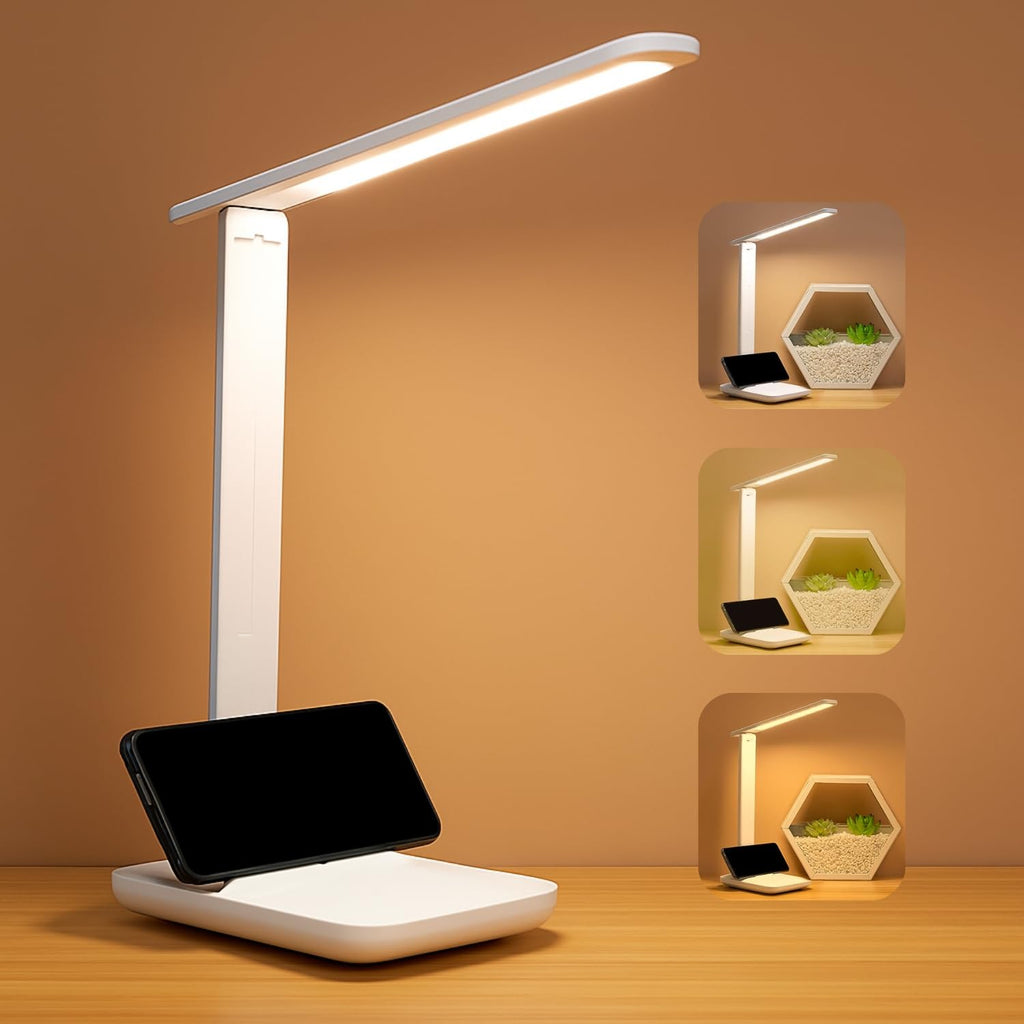 LED Dimmable Desk Lamp with Adjustable Arm, 5 Color Modes, 5 Brightness Levels for Reading, Crafting, and Office Work