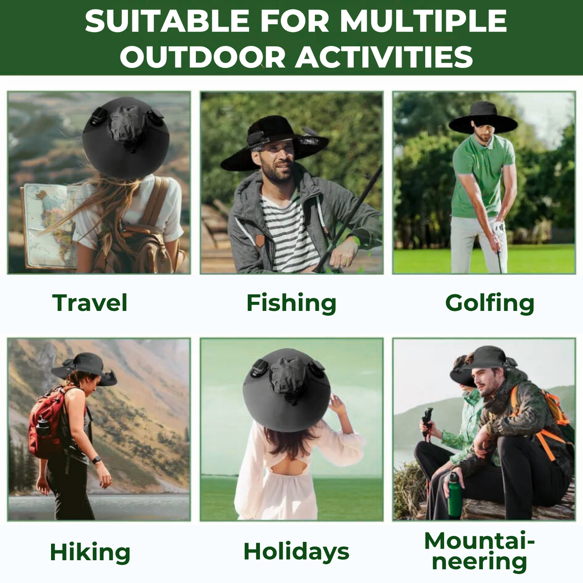 Cooling Bucket Hat with Solar Fan and Quick Dry Wide Brim Design for Outdoor Summer Activities