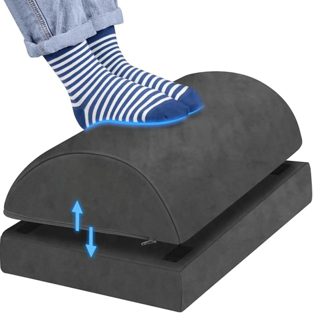 Adjustable Ergonomic Under Desk Footrest with Dual Height Foam Design for Work and Home Seating