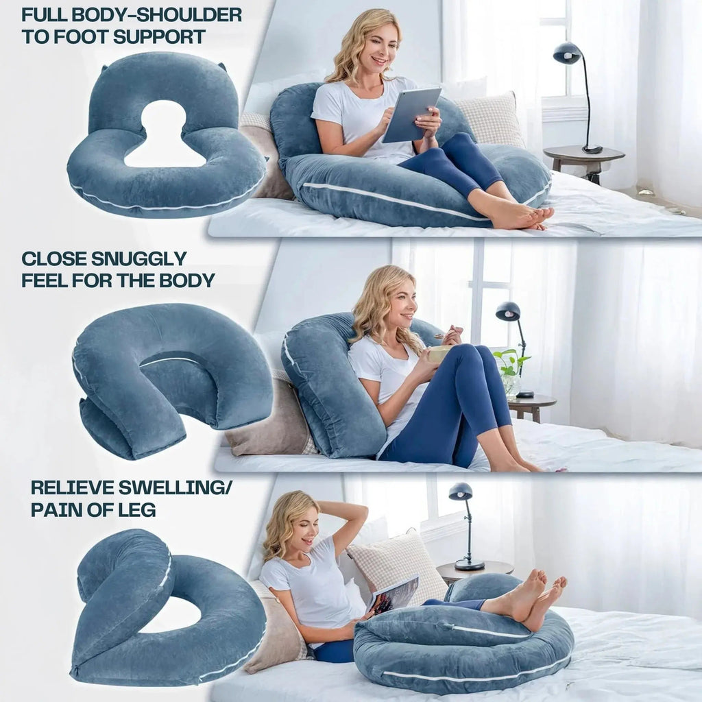 Modular Reading Pillow with Folding U Shape Design and Adjustable Filling for Bed and Lounge Use