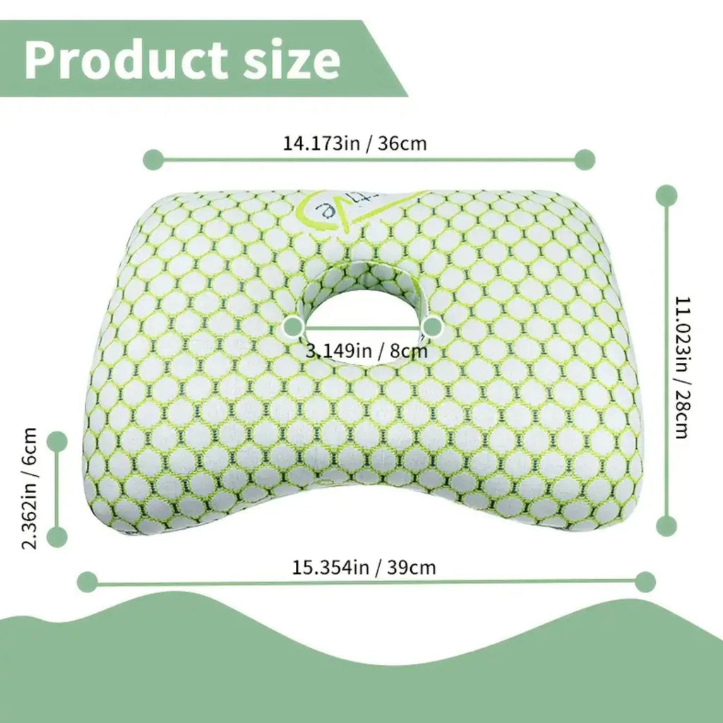Piercing Pillow with Perforated Center and Adjustable Filling for Side Sleeping and Daily Rest