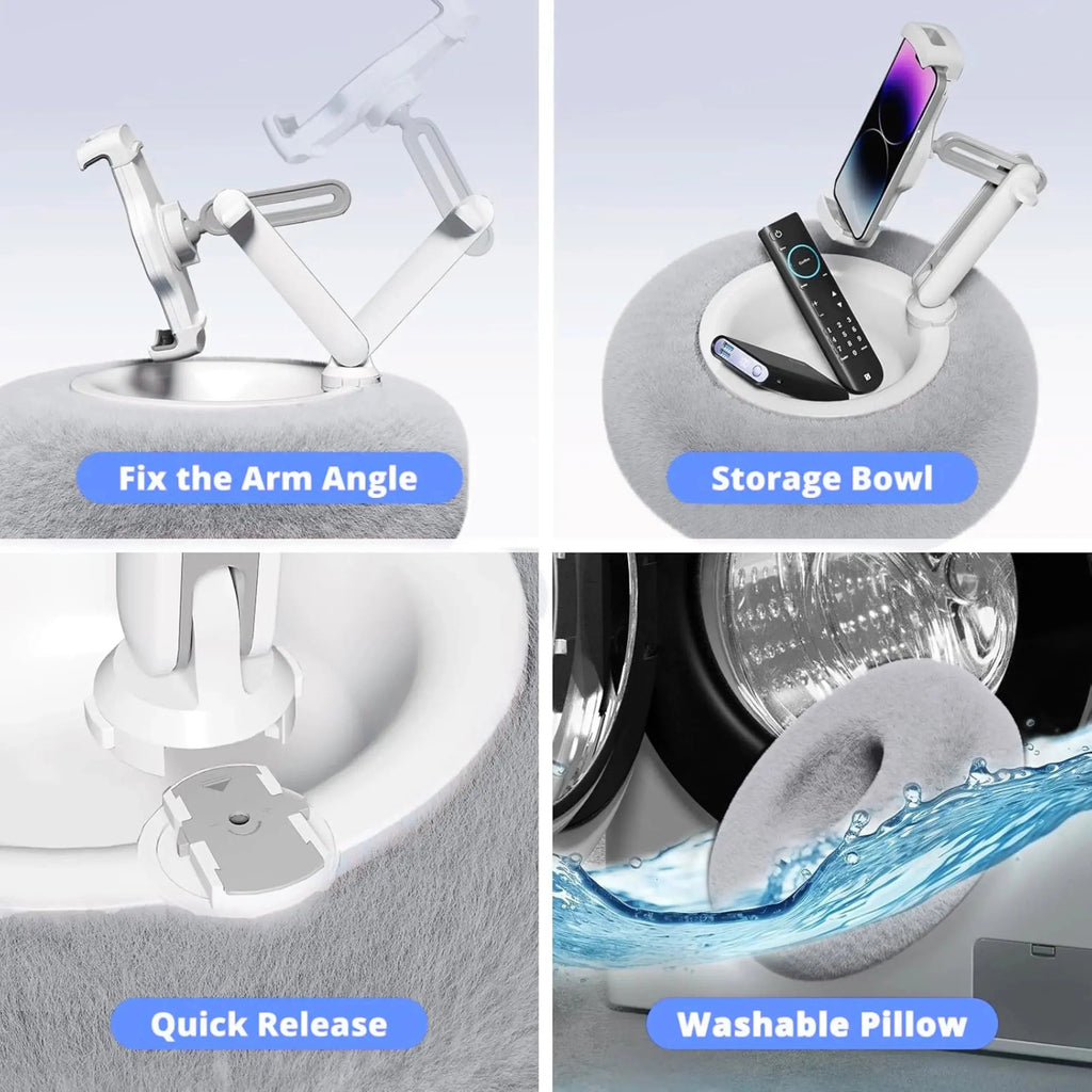 Plush Pillow Style Device Stand with Adjustable Angle Support for Hands Free Viewing at Home