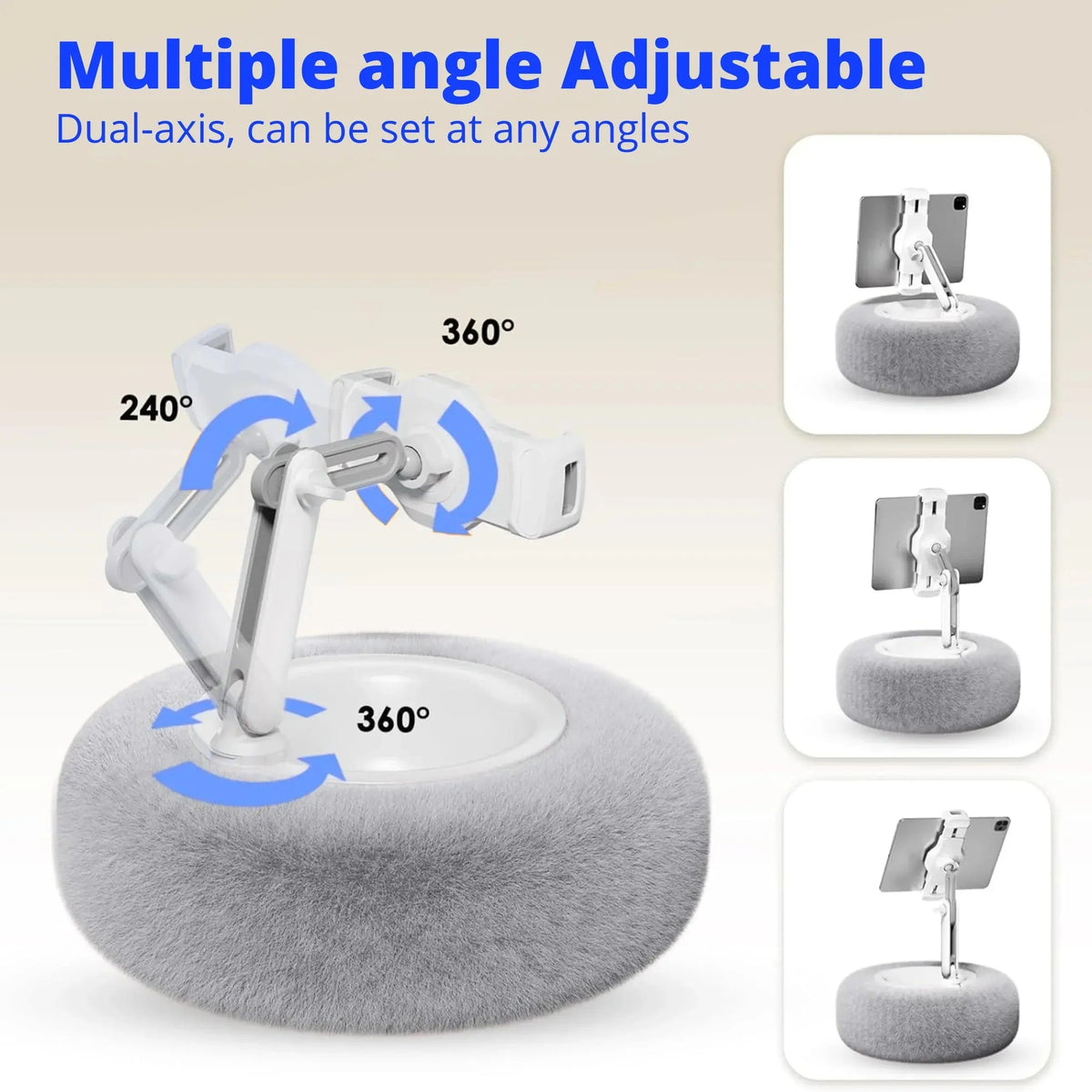Plush Pillow Style Device Stand with Adjustable Angle Support for Hands Free Viewing at Home