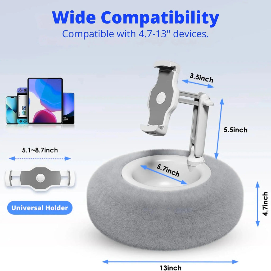 Plush Pillow Style Device Stand with Adjustable Angle Support for Hands Free Viewing at Home