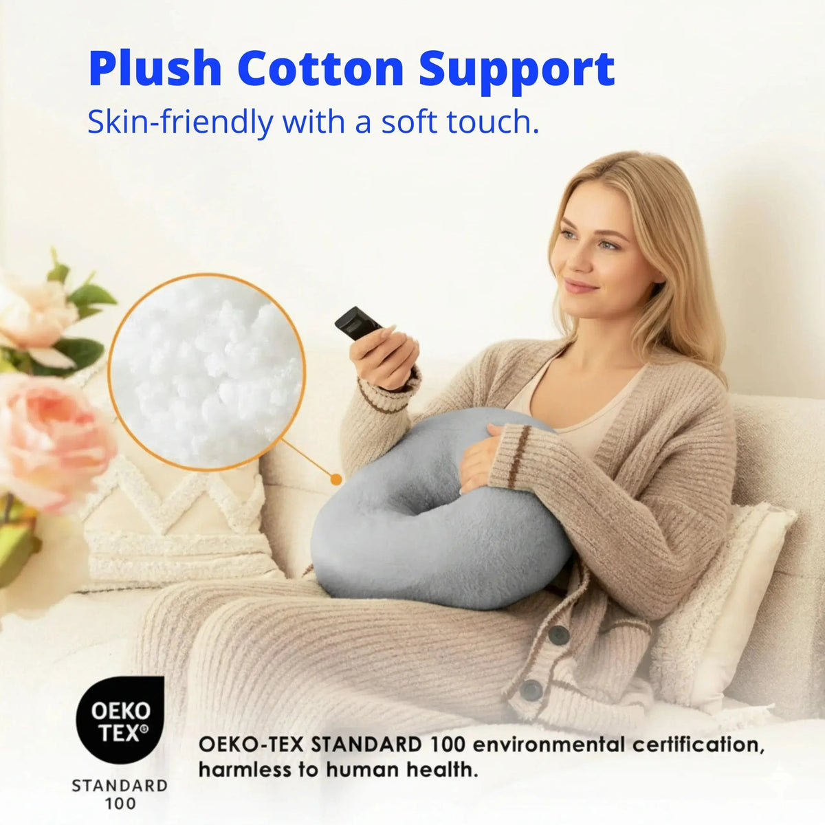 Plush Pillow Style Device Stand with Adjustable Angle Support for Hands Free Viewing at Home