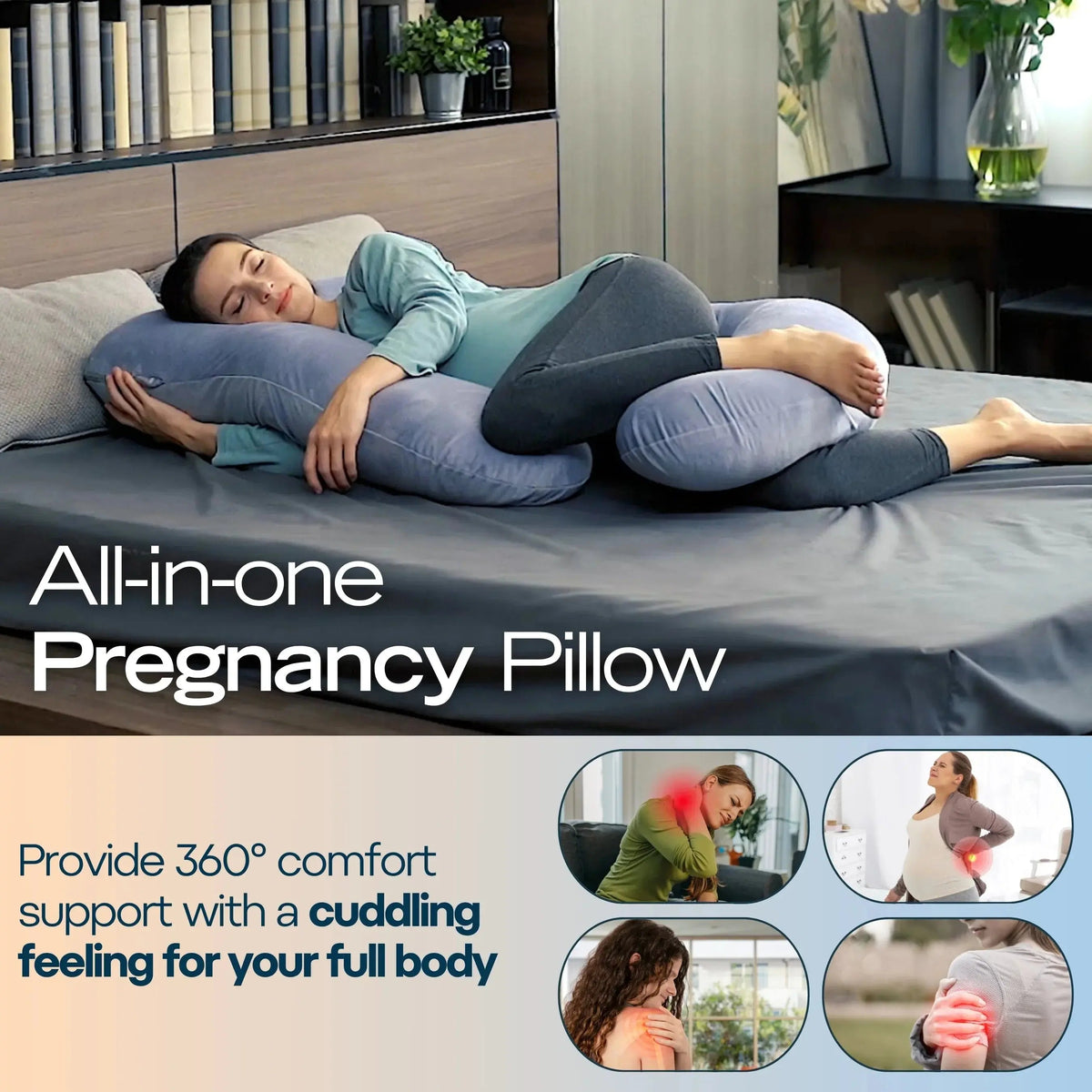 U-Shaped Cooling Full Body Pregnancy Pillow for Maternity & Postpartum Comfort