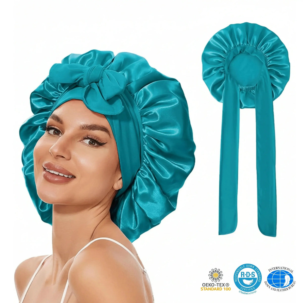 Satin Silk Sleep Bonnet with Adjustable Tie Band for Nighttime Comfort and Secure Fit