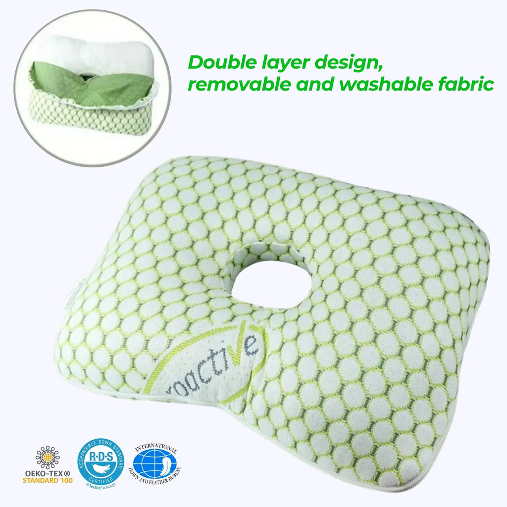Piercing Pillow with Perforated Center and Adjustable Filling for Side Sleeping and Daily Rest