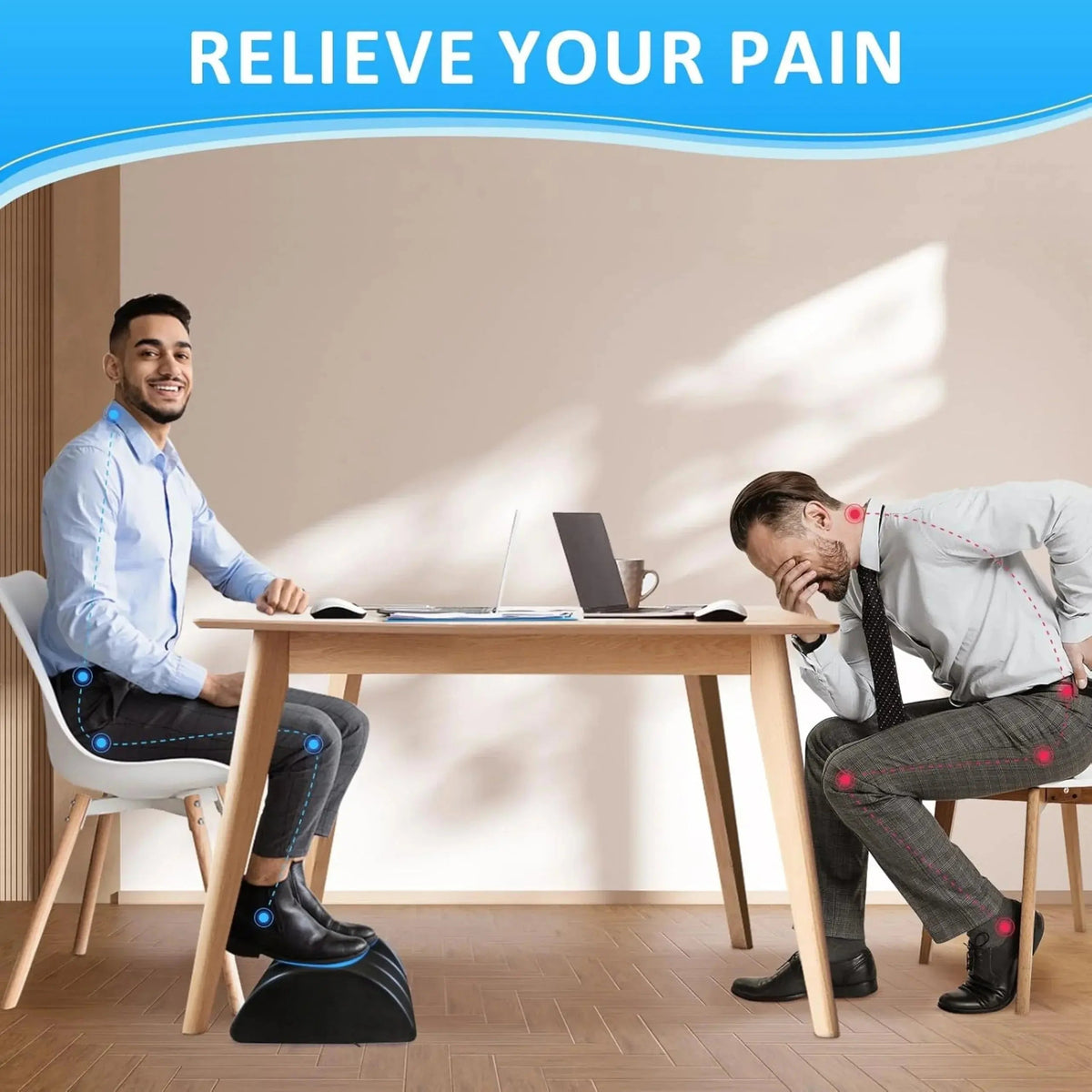 Adjustable Ergonomic Under Desk Footrest with Dual Height Foam Design for Work and Home Seating