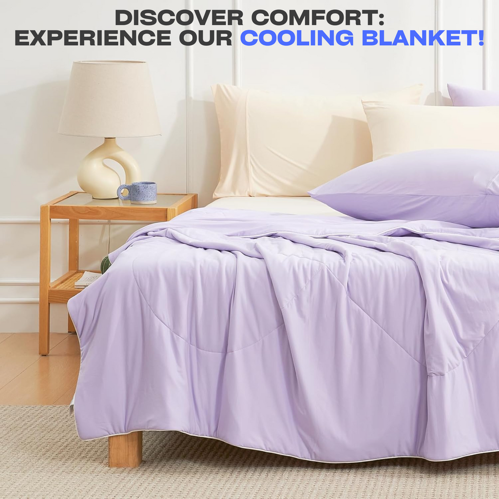 Dual Sided Cooling Comforter with Lightweight Silky Fabric for Summer Sleep and Travel Use