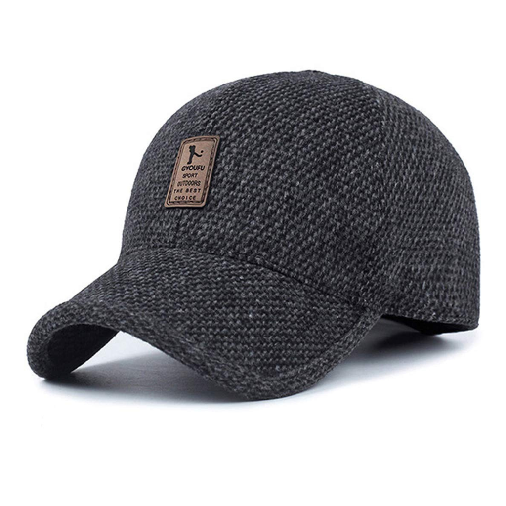 Retro Wool Winter Hat with Ear Covers and Adjustable Baseball Cap Design for Cold Weather