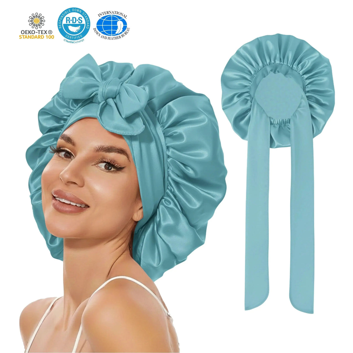 Satin Silk Sleep Bonnet with Adjustable Tie Band for Nighttime Comfort and Secure Fit